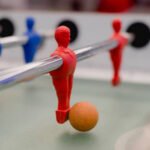 Detail of players on football table soccer